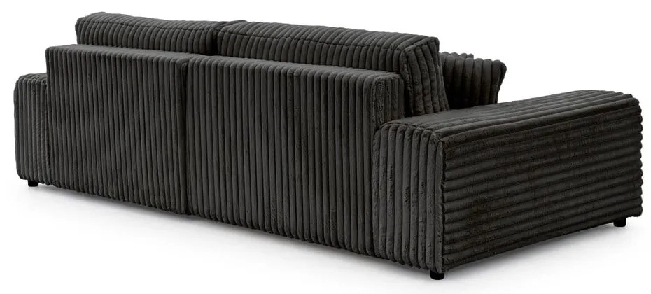 Colțar gri închis extensibil, cu spațiu de depozitare, cu tapițerie din catifea reiată (cu colț pe partea dreaptă) Sarina – Ropez