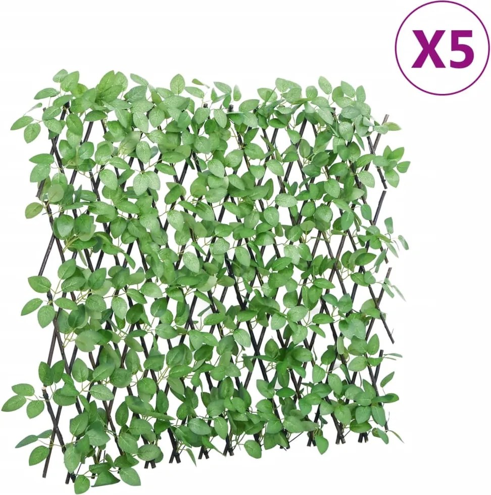 vidaXL Spalier iederă artificială extensibil, 5 buc., verde, 180x65 cm