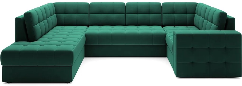 Coltar extensibil stanga 5 locuri ELTAP, LT-35LU, Blewett, 299x198x82 cm, lemn/poliester, verde inchis