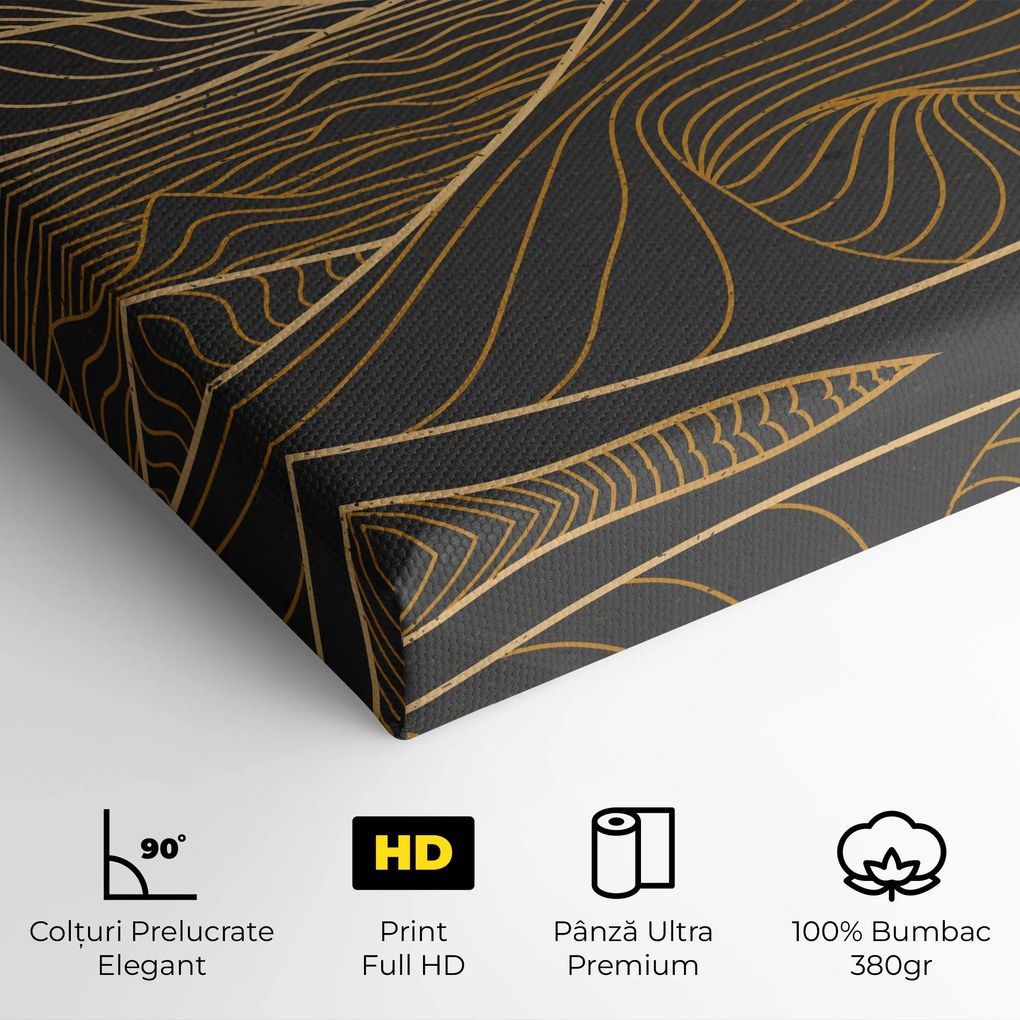 Tablou Canvas, 100x200cm, Dormitor si Living, Peisaje, Munti, Golden Mountain Moon