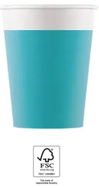 Colorat Unicolour Turcoaz, pahar de hârtie albastru 8 buc 200 ml FSC