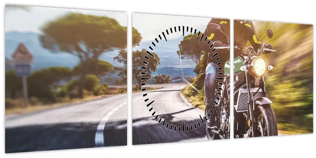 Tablou - Motociclist (cu ceas) (90x30 cm)