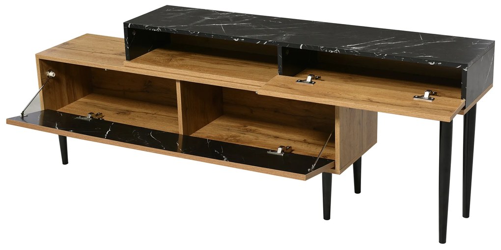 Comodă TV pentru living cu design unic, Culoare naturală | Aosom Romania