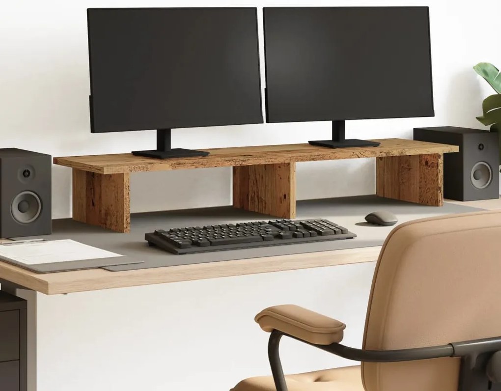 vidaXL Suport monitor, lemn vechi, 100x27x15 cm, lemn prelucrat