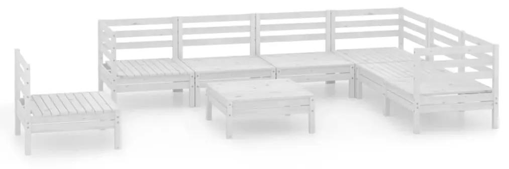 3083040 vidaXL Set mobilier de grădină, 8 piese, alb, lemn masiv de pin