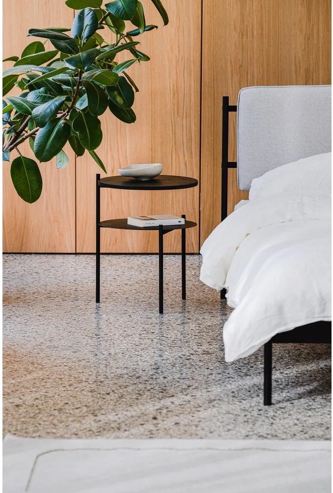 Noptieră neagră cu blat cu aspect de lemn de stejar Tu – noo.ma