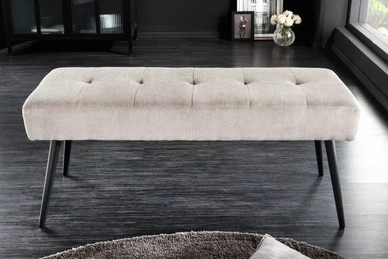 Bancheta tapitata design modern Boutique 100cm, gri deschis