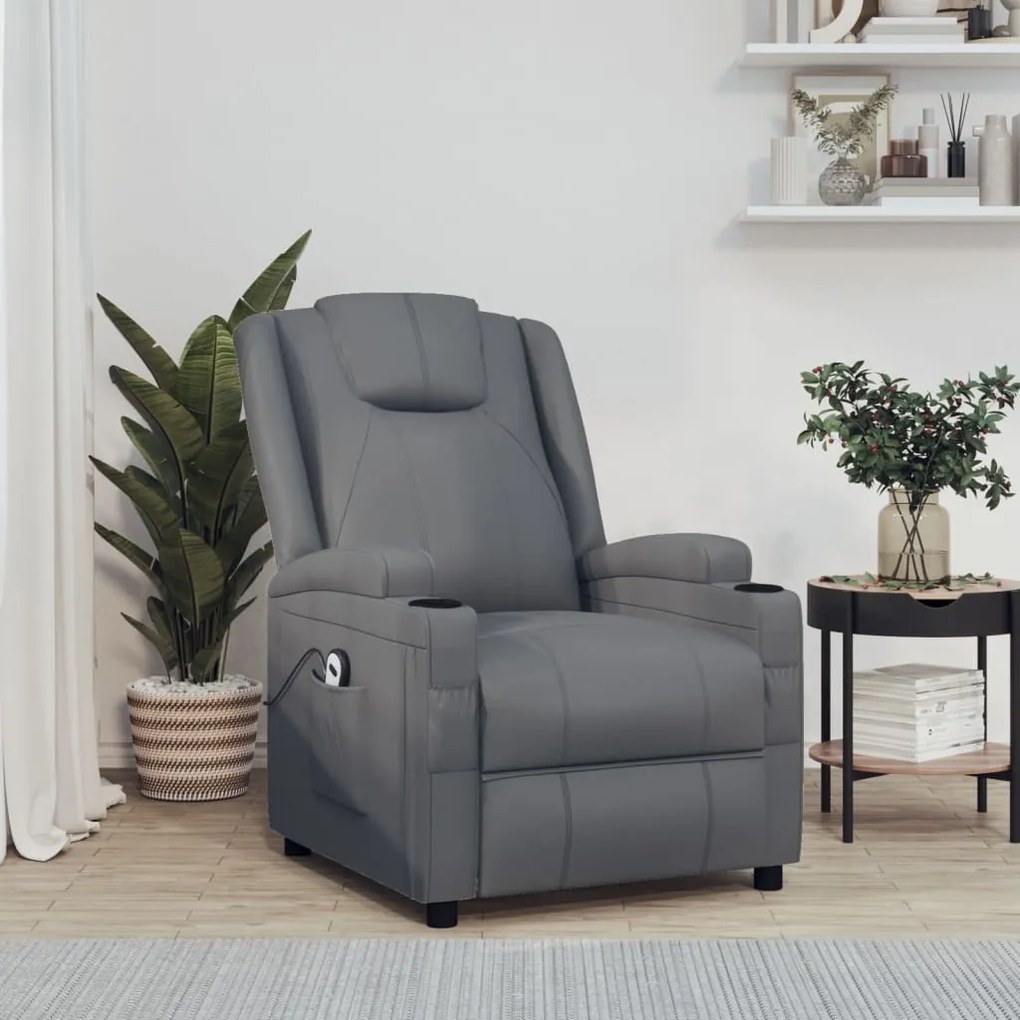 3073791 vidaXL Fotoliu rabatabil electric, antracit, piele ecologică
