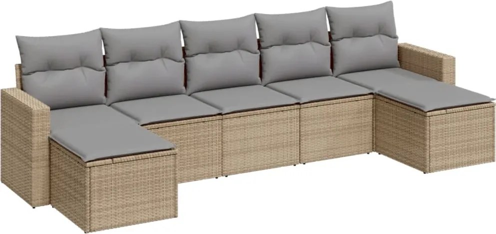 vidaXL Set canapele de grădină, 7 piese, cu perne, bej, poliratan