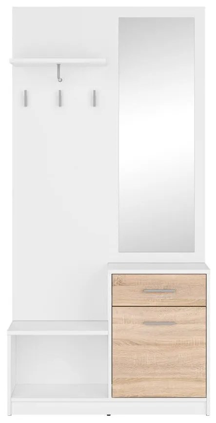 Set mobilier hol Nepo Plus 16 (alb + stejar sonoma) . 1098336