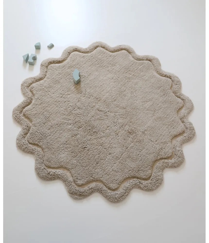 Covor bej lavabil țesut manual rotund din bumbac ø 110 cm Sweet April Lin – Nattiot