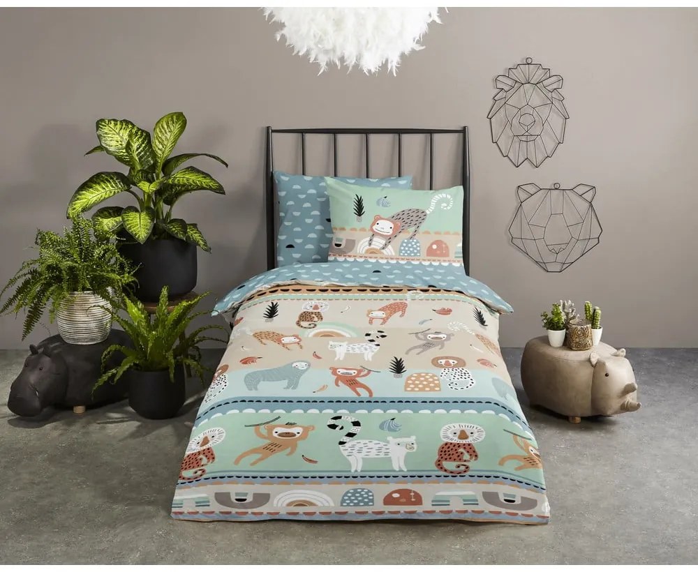 Lenjerie de pat pentru copii din bumbac pentru pat de o persoană, extinsă 140x220 cm Play – Good Morning