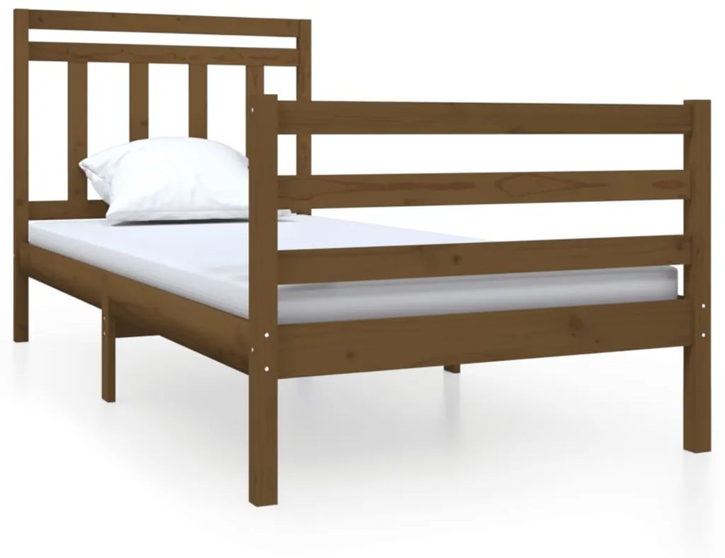 3100622 vidaXL Cadru de pat Single 3FT, maro miere, 90x190 cm, lemn masiv