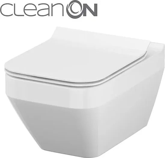Vas wc suspendat Cersanit Crea Clean On dreptunghiular cu capac inchidere lenta