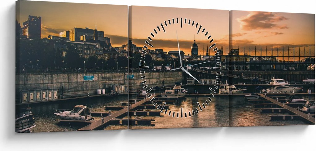 Tablou - orașul port (cu ceas) (90x30 cm)