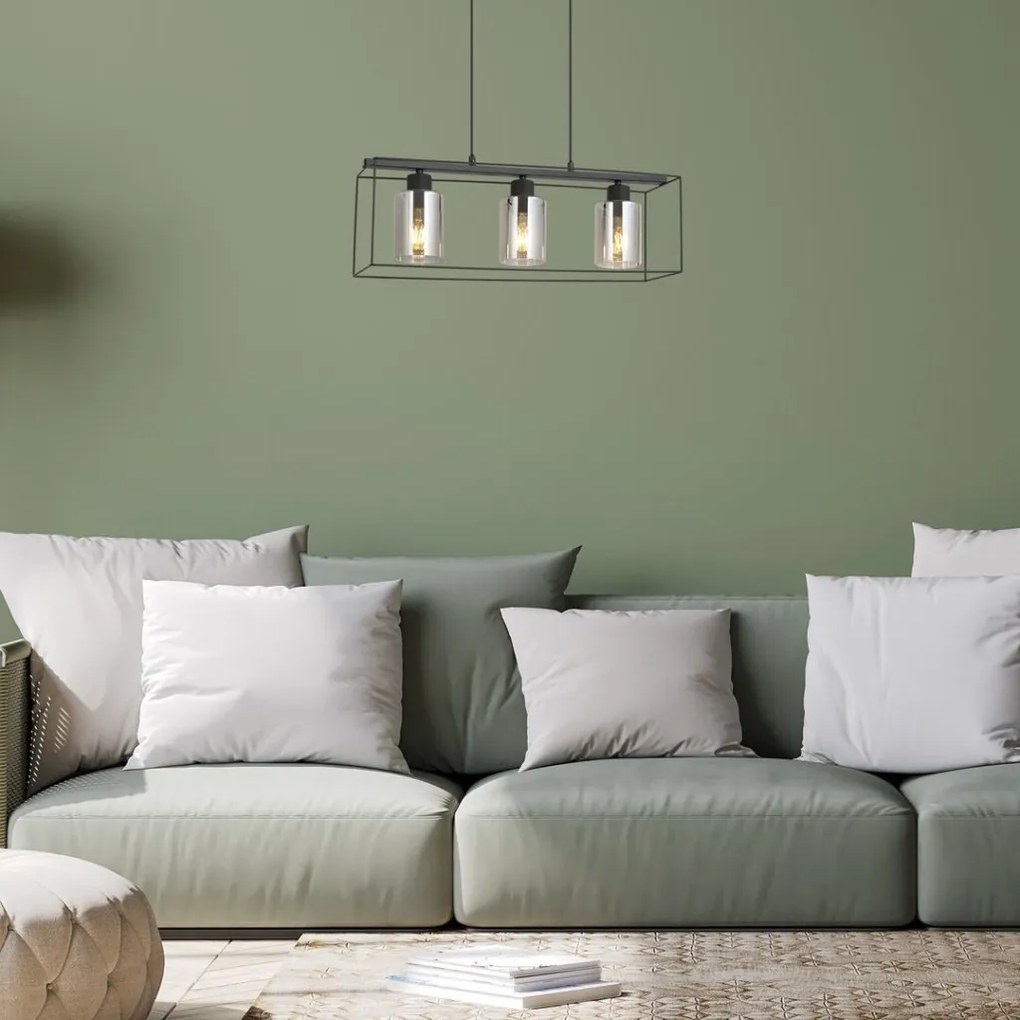 Lustra suspendata design modern Chadwick negru, fumuriu