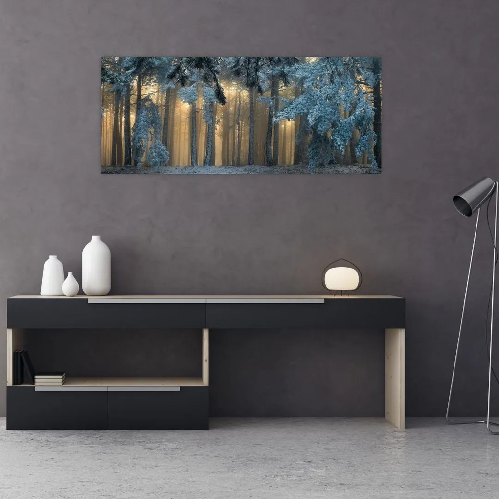 Tablou cu pădure înzăpezită (120x50 cm)