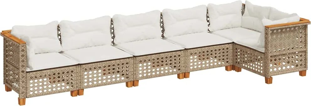 vidaXL Set canapele de grădină cu perne, 6 piese, bej, poliratan