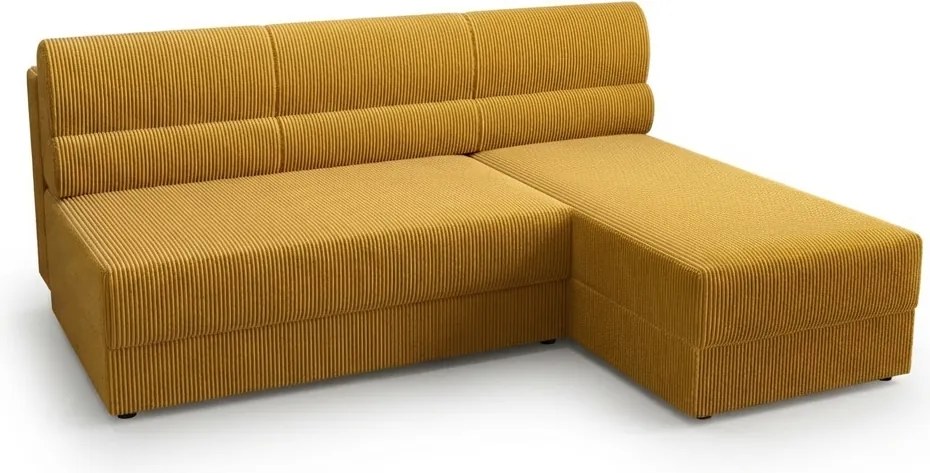 Coltar extensibil reversibil in forma de L TAVERO 201x140 cm, mustar