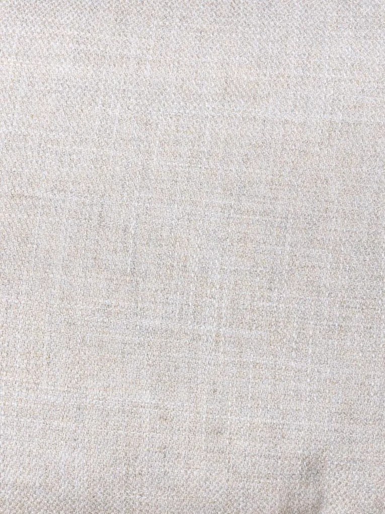 Fotoliu lounge bej din stofă de in organic cu structură din lemn de stejar, „Serene”