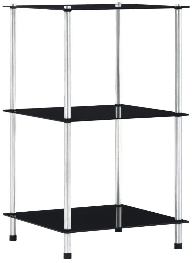 vidaXL Raft cu 3 niveluri, negru, 40 x 40 x 67 cm, sticlă securizată