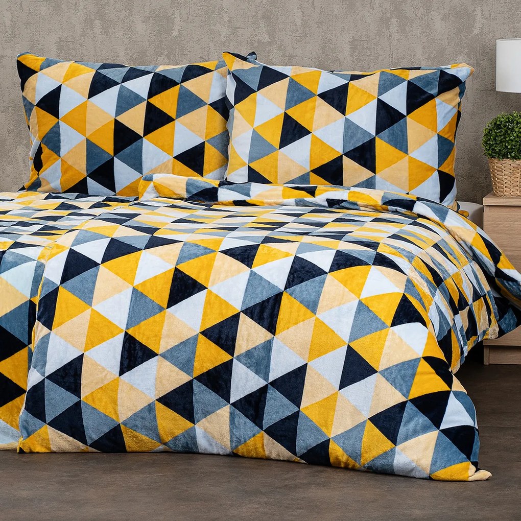 Lenjerie de pat din microflanel 4Home Scandi triangle, 140 x 200 cm, 70 x 90 cm