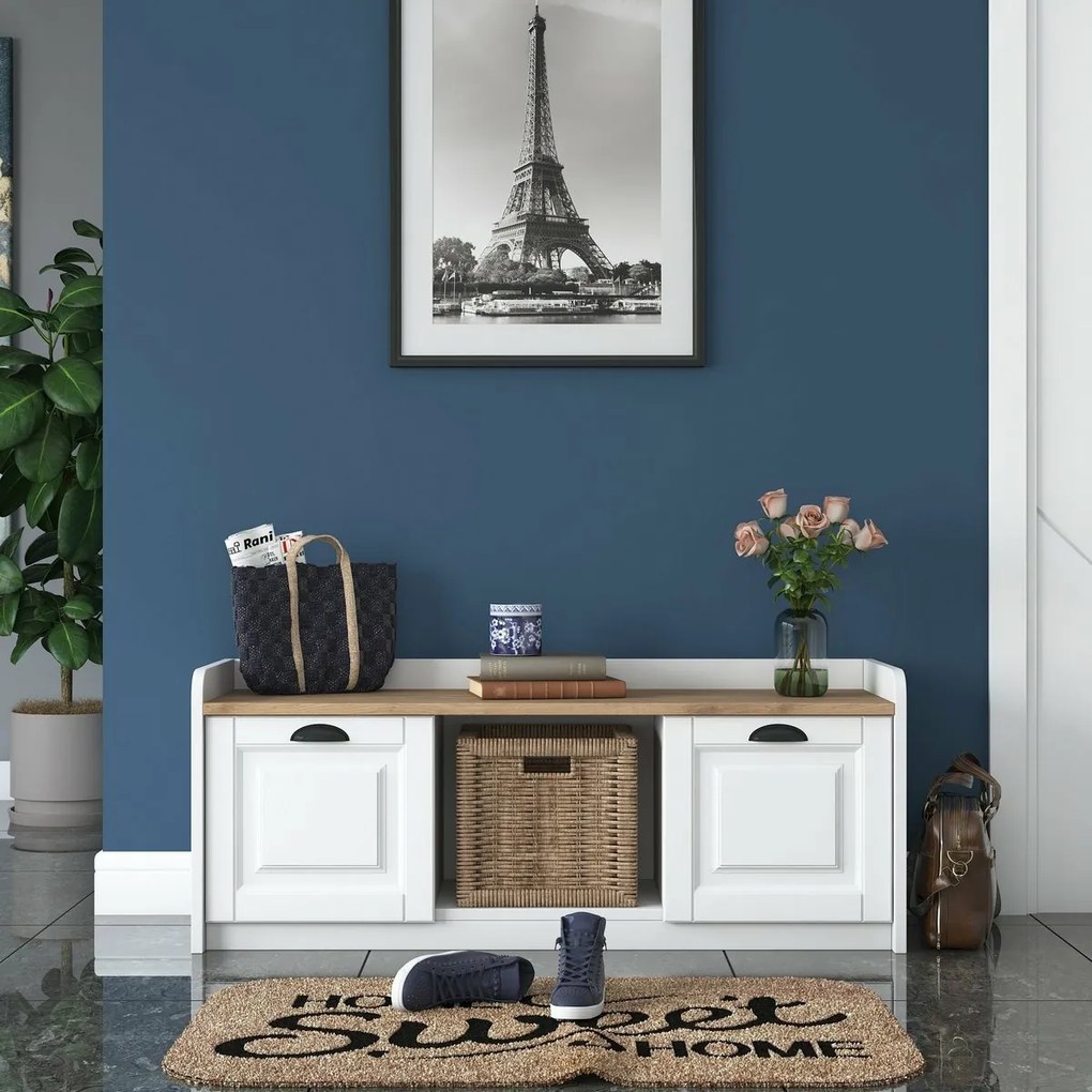 Dulap pentru pantofi Pilo White and Walnut