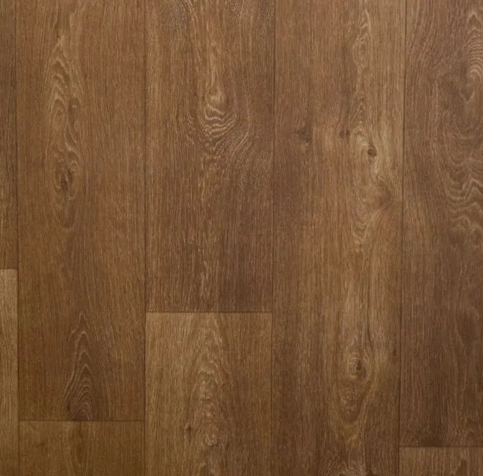 Covorul PVC linoleum  Country  Dark Confort, Latimi 1 m, 1.5 m, 2 m si 2,5 m, Maro inchis Imitatie parchet, Suport Pasla