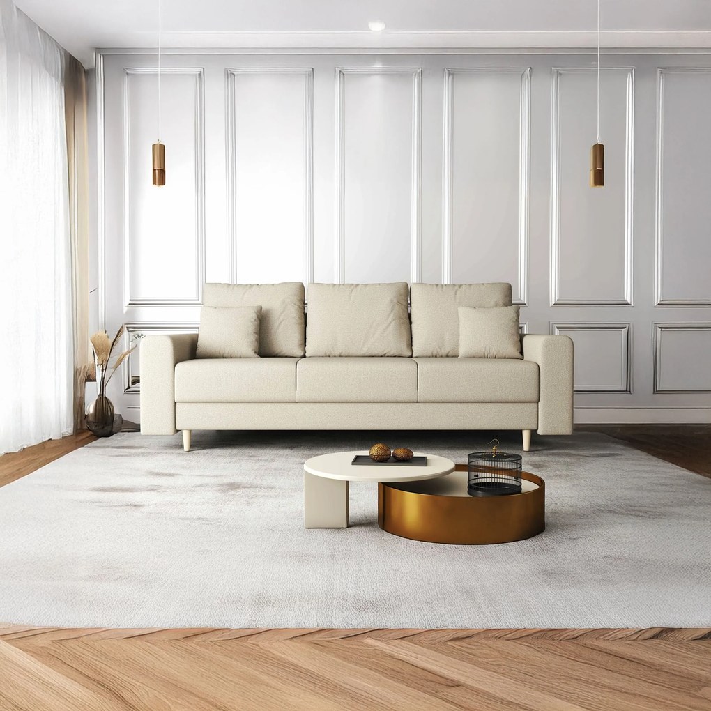 Canapea extensibilă dumonde cu ladă de depozitare si sezut confortabil din spuma high-density, Kronos Enjoy Camel 210x100 cm