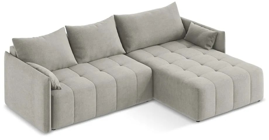 Colțar gri deschis extensibil/cu spațiu de depozitare (cu colț pe partea dreaptă/cu șezlong) Moku – Makamii