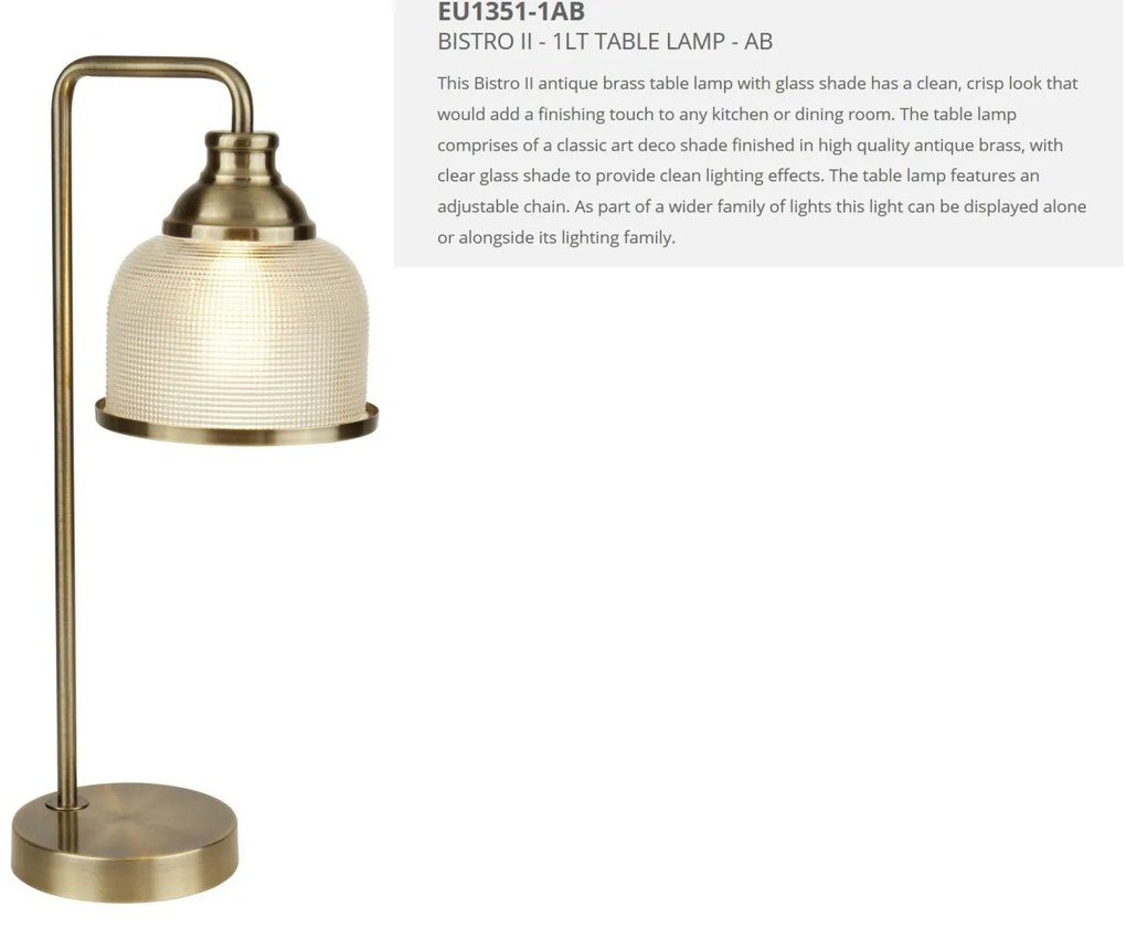 Veioza / Lampa de masa design clasic Bistro II alama antique EU1351-1AB SRT