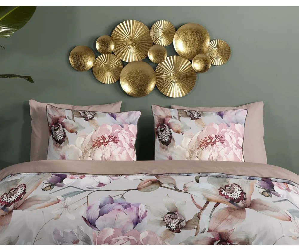 Lenjerie de pat gri-maro din bumbac satinat pentru pat de o persoană, extinsă 140x220 cm Colinda – Descanso