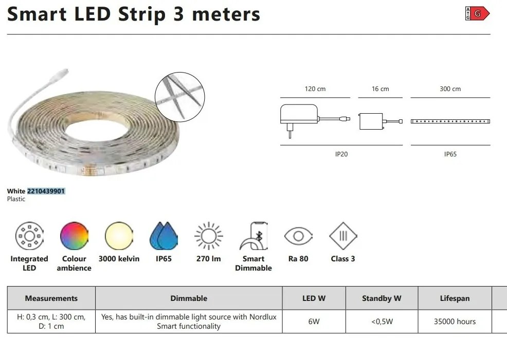 Banda cu iluminat Smart Led Colour 3m, protectie IP65