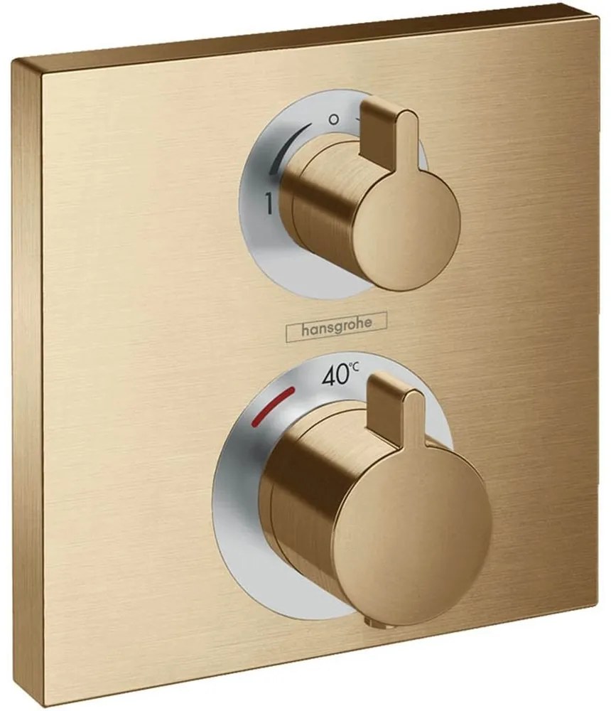 Baterie termostatata incastrata pentru 2 consumatori, bronz periat Bronz periat