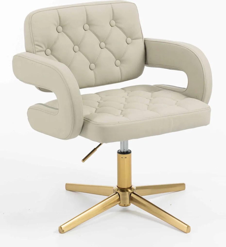 HR8403CROSS Scaun Ecru Piele Ecologica Premium Soft cu Bază Aurie