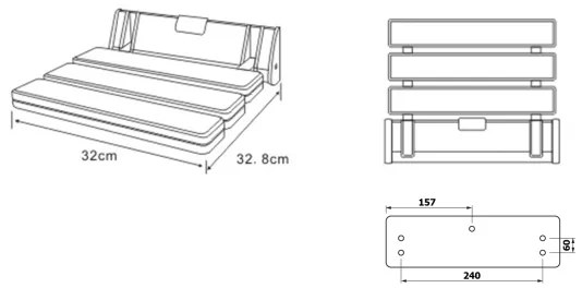 Aqualine - Scaun rabatabil pentru duș, 32 x 32,8 cm, alb