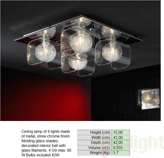 Plafonier modern dim. 42x42cm, LED Eclipse 506736