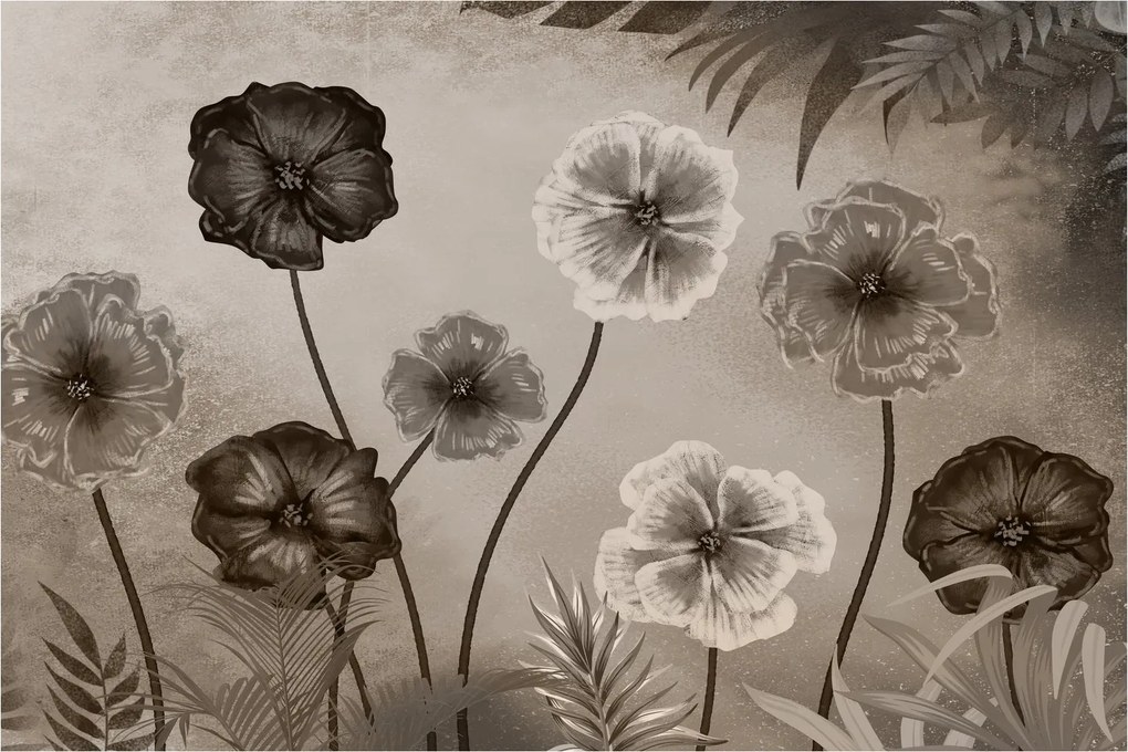 Tablou - Flori desenate (90x60 cm)