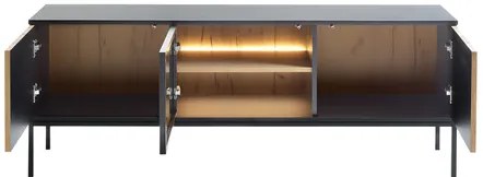 Dulap TV Dernas RTV154 (Negru grafit + Stejar wotan) (cu iluminat LED galben). 1106215