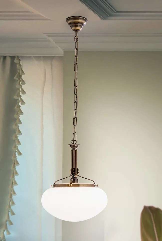 Pendul elegant stil clasic Nostalgie 33cm alama antique/opal mat