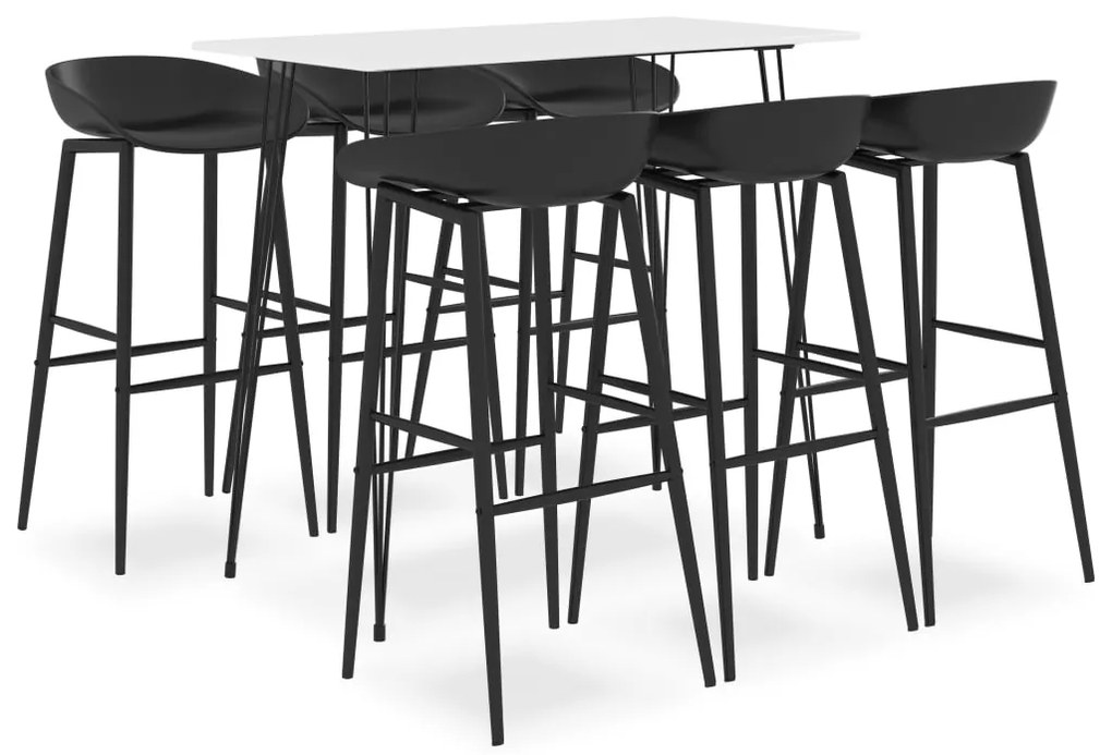 vidaXL Set mobilier de bar, 7 piese, alb și negru