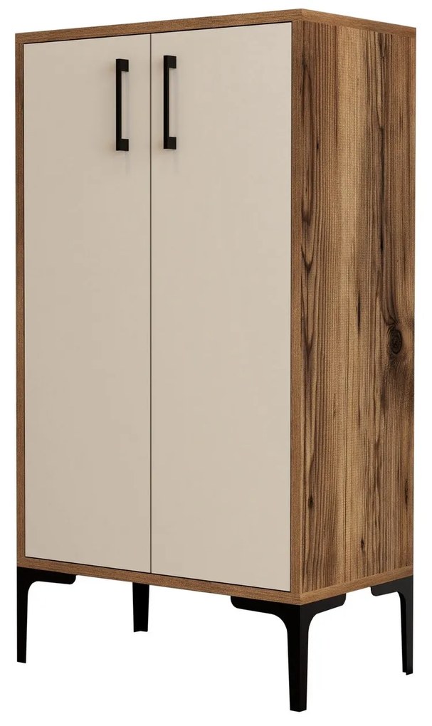Comodă pentru pantofi Prag - Walnut, Cream