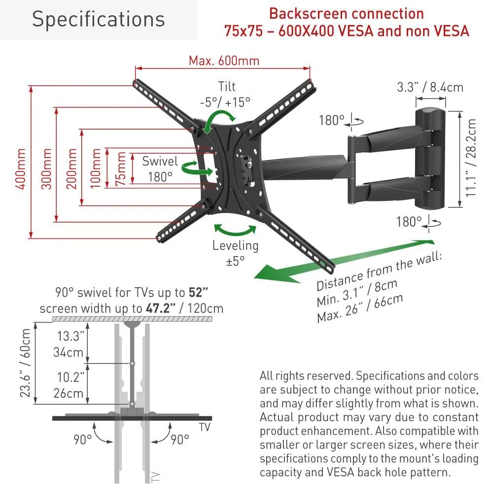 Barkan TV Wall Mount 13"- 83" Black