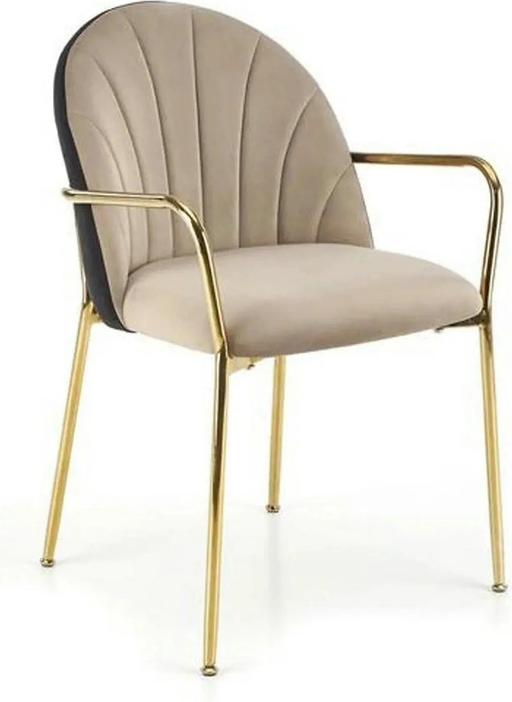 Scaun tapitat K500, bej/auriu, stofa catifelata, 53x57x80 cm