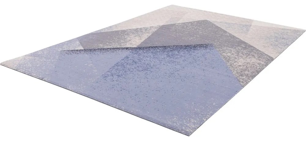 Covor albastru deschis din lână 133x180 cm Folds – Agnella