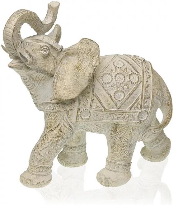 Decoratiune crem din rasina 22,5 cm Elephant Figure Versa Home