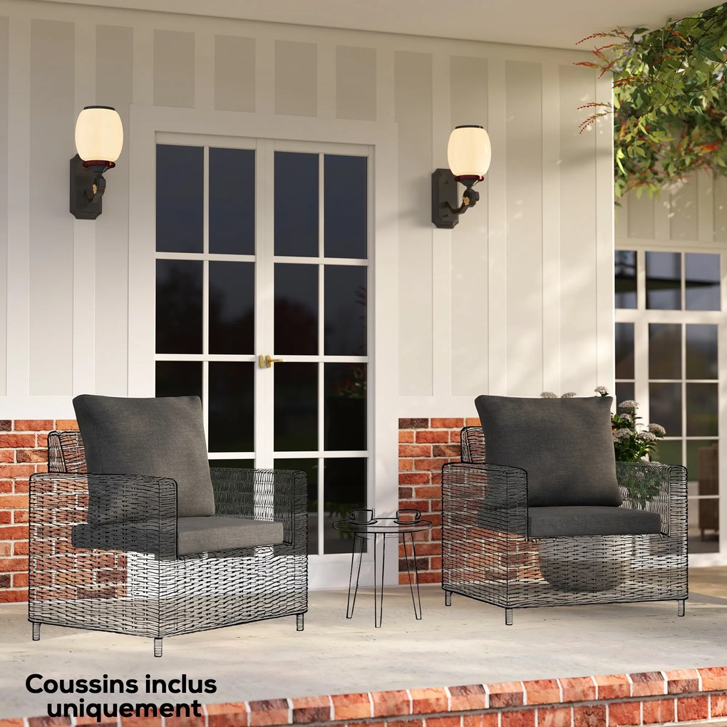 Outsunny Set de 4 perne pentru scaune de exterior, perne de grădină, huse detașabile și lavabile, pentru exterior, gri închis | Aosom Romania