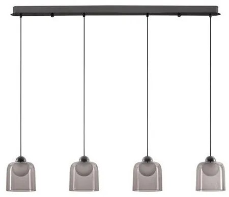 Lustra cu 4 pendule LED, Metal, Negru, Acrilic, DIONE