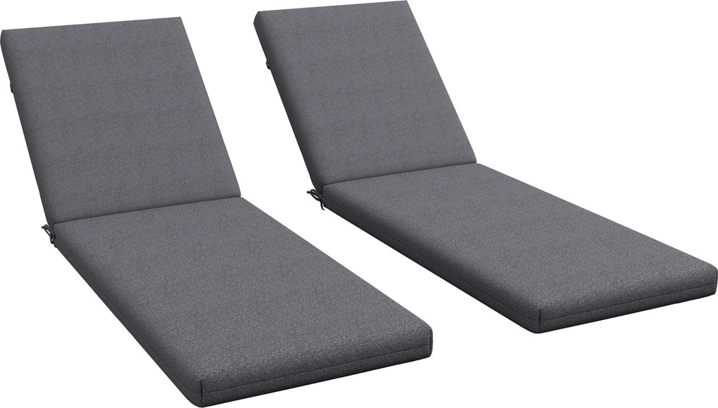 Outsunny Set de 2 Perne pentru Șezut și Spătar, Înlocuire Perne pentru Scaune de Patio, Perne cu Șnururi pentru Interior și Exterior, Gri | Aosom Romania