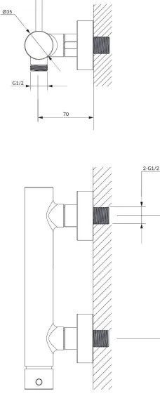 Baterie de duș OMNIRES Y1240BL Y negru semimat